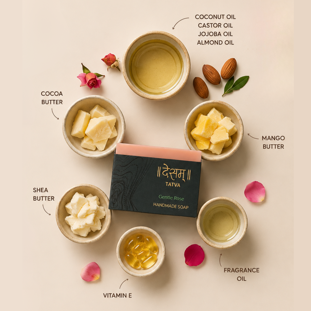 Gentle Rose Triple Butter Natural Handmade Soap |  Deep Nourishment & Skin Softening Soap | 100g