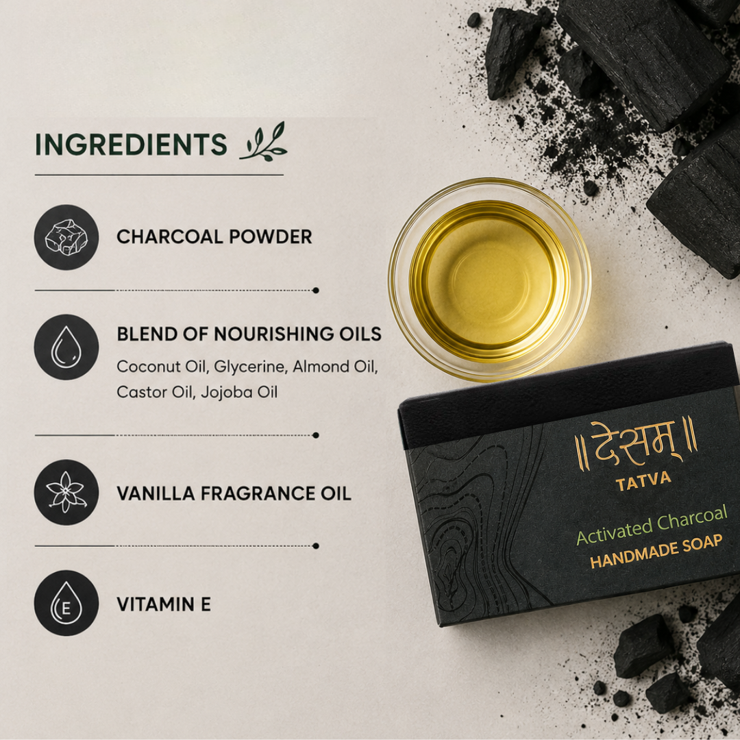 Activated Charcoal Natural Handmade Soap | Clears Pores & Fights Acne | 100g