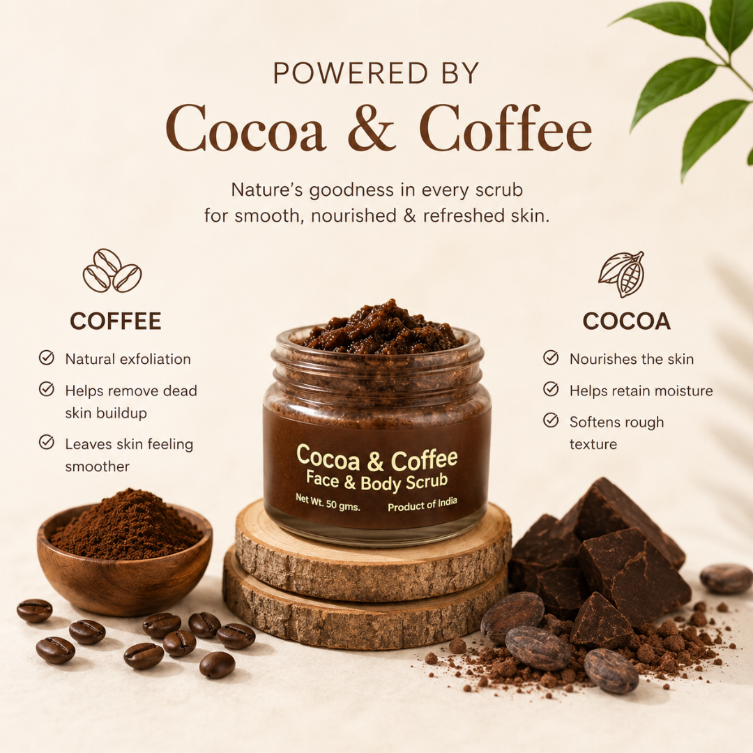 Cocoa & Coffee Face & Body Scrub | De-Tan, Pore Cleansing & Nourishing