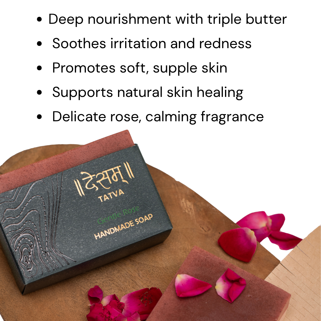 Gentle Rose Triple Butter Natural Handmade Soap |  Deep Nourishment & Skin Softening Soap | 100g