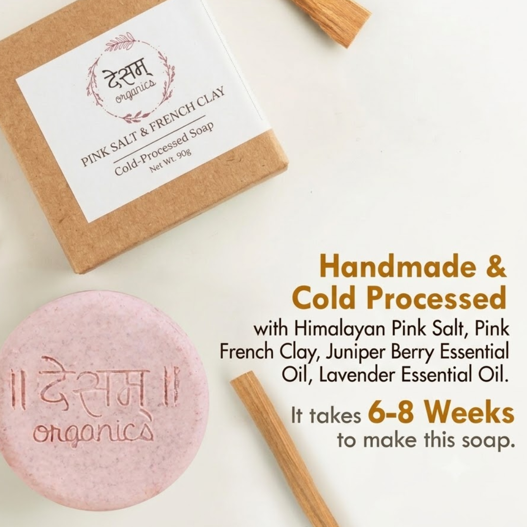Pink Salt & French Clay Natural Handmade Cold-Process Soap (1X90 Grams.)