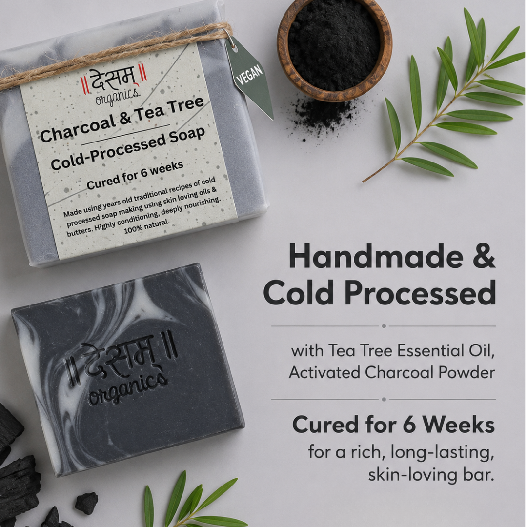 Charcoal & Tea Tree Cold Process Artisanal Handmade Soap