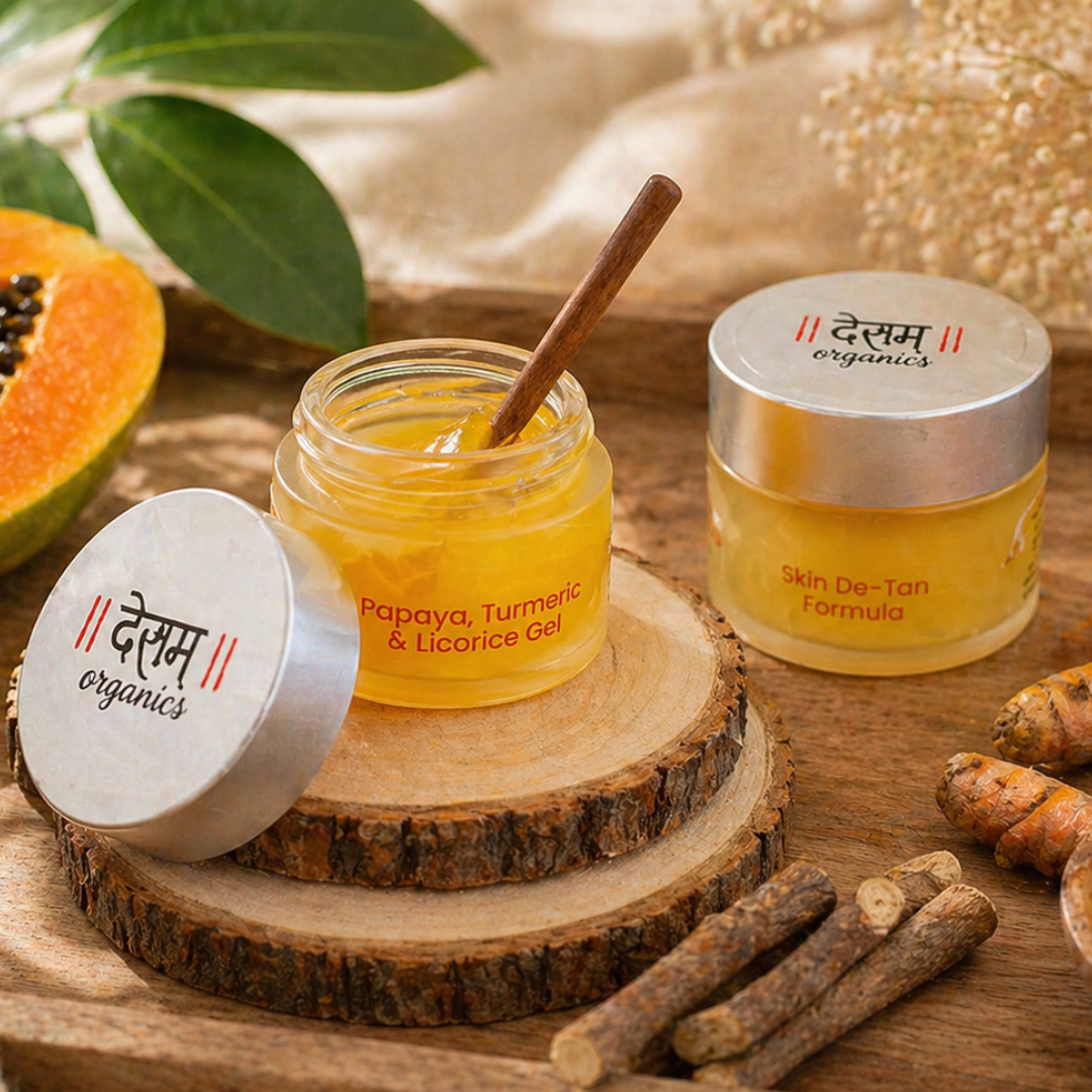 Papaya, Turmeric & Licorice Face & Body Gel | Skin Brightening & Spot Correction Gel | 50gm
