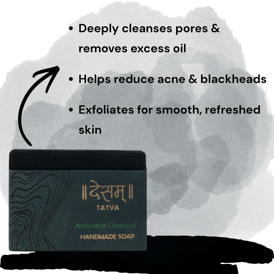 Activated Charcoal Natural Handmade Soap | Clears Pores & Fights Acne | 100g
