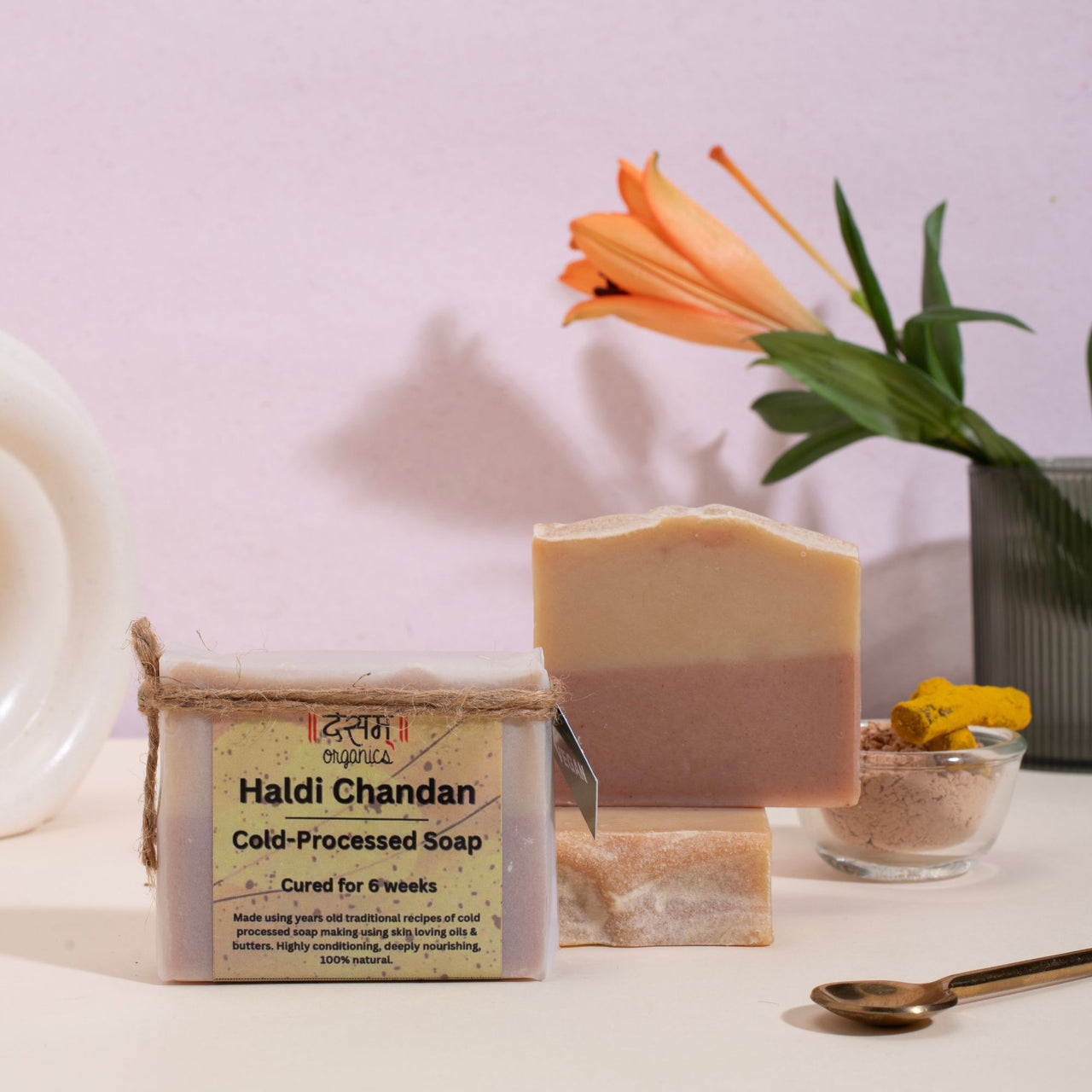Haldi Chandan Cold Process Ayurvedic Handmade Soap | Anti-Acne & Skin Brightening Soap