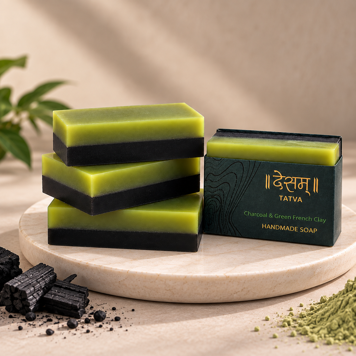 Activated Charcoal & Green French Clay Soap | Anti-Acne Handmade Soap