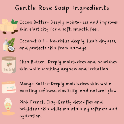 Gentle Rose Triple Butter Natural Handmade Soap |  Deep Nourishment & Skin Softening Soap | 100g