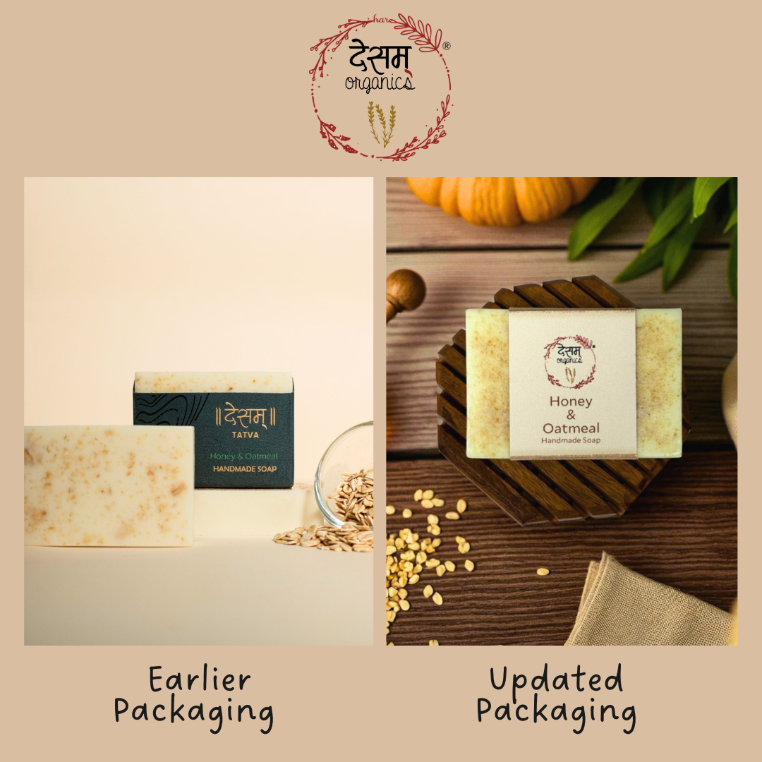 Honey & Oatmeal Handmade Organic Soap | Exfoliating & Moisturizing Soap | 100g