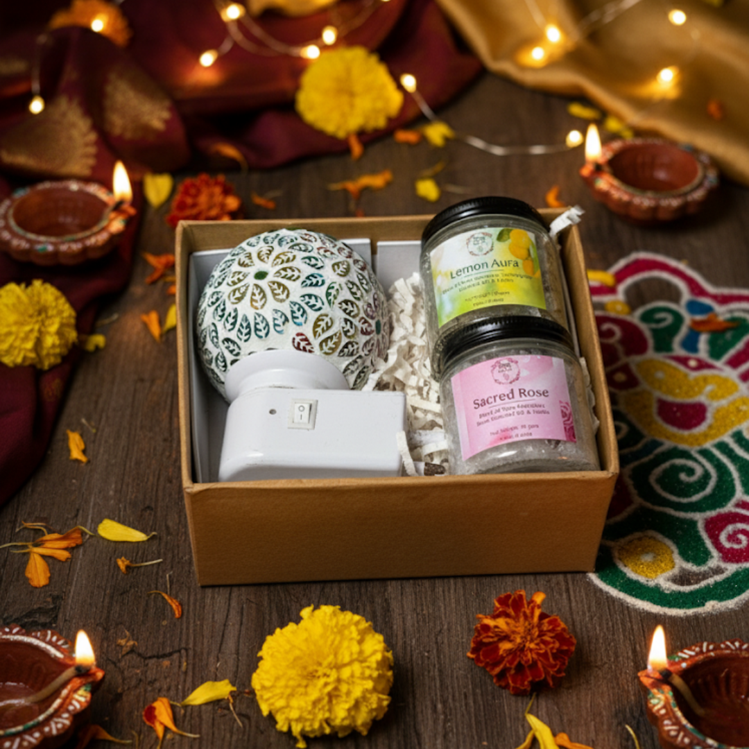 Sacred Serenity Gift Box | Set of 1 Electric Diffuser + 2 Aroma Camphor Blends