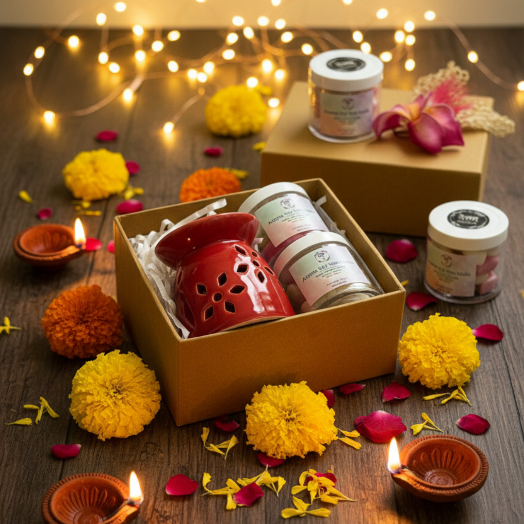 Calm & Pure Aroma Box | Set Of T-Light Diffuser & Wax Melts
