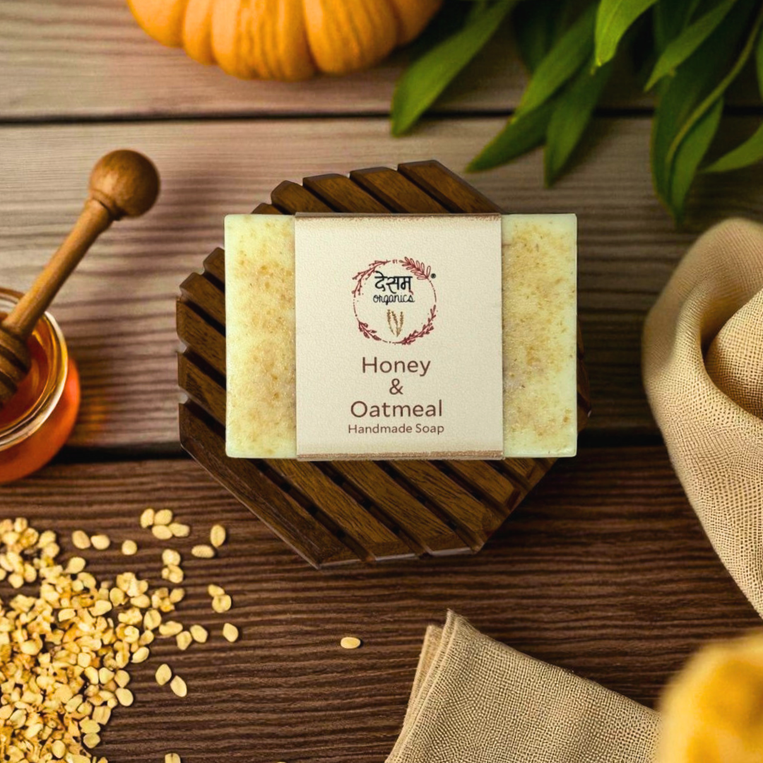 Honey & Oatmeal Handmade Organic Soap | Exfoliating & Moisturizing Soap | 100g